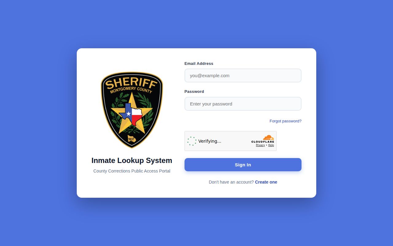 Montgomery County jail roster search for current booking records