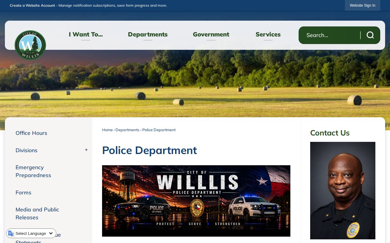 Willis Police Department official page for Montgomery County arrest-record routing